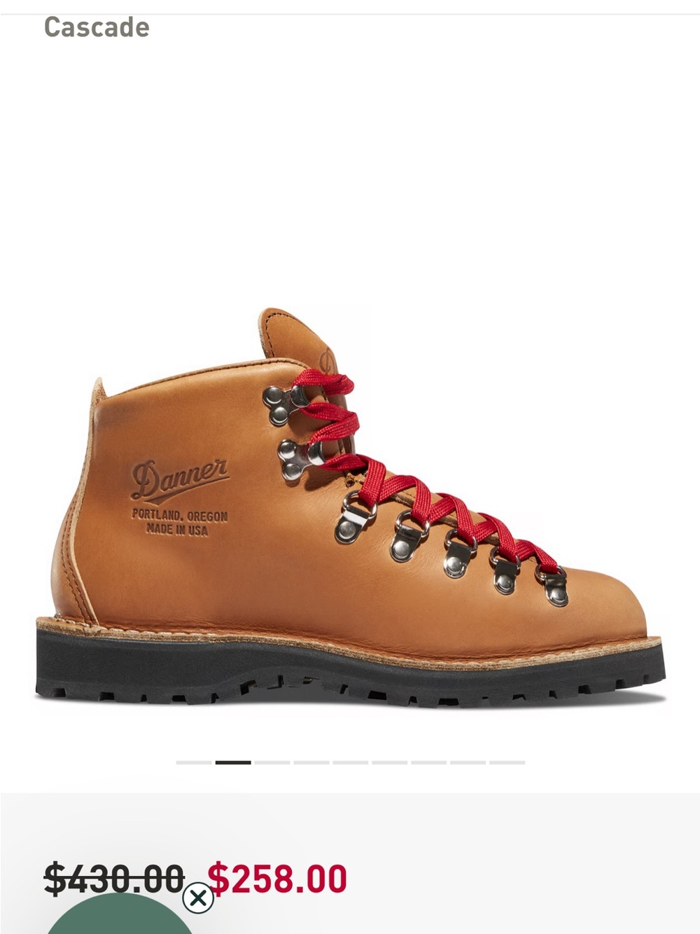 Danner Women’s Cascade Original Tan Leather Hiking Boot with Red Laces - Picture 3 of 8